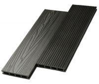 Террасная доска ДПК двусторонняя New 3D тиснение + вельвет Графит