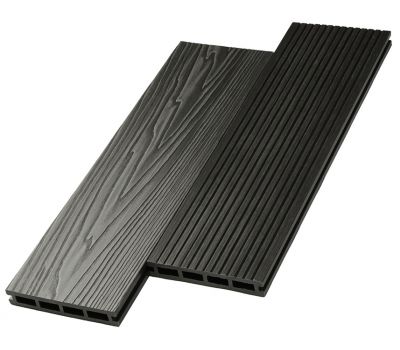 Террасная доска ДПК двусторонняя New 3D тиснение + вельвет Графит от производителя  NanoWood по цене 470 р